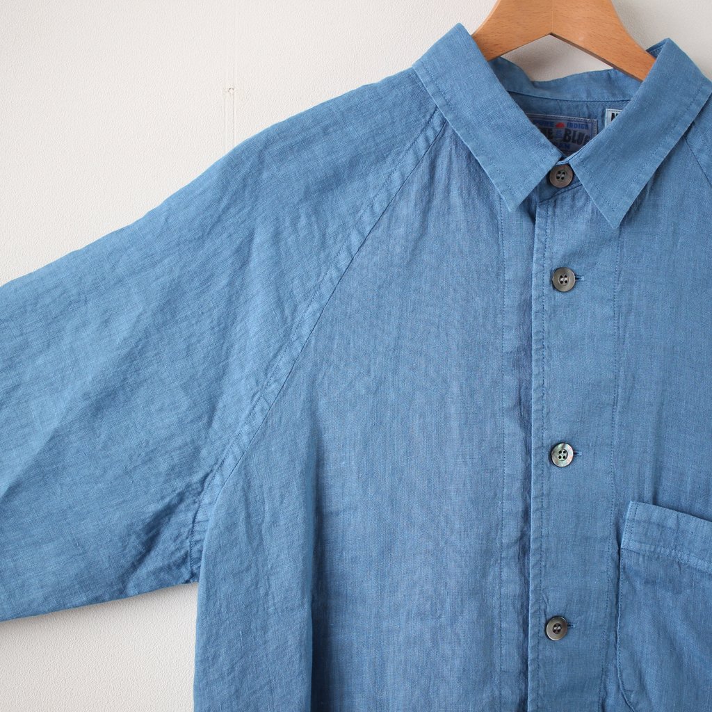 リネンテゾメスモールカラーワイドスリーブシャツ #blue