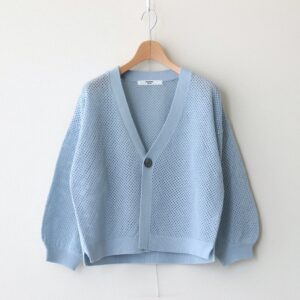 リネンコットンニット　メッシュカーデ #043 サックス [US222KN003]